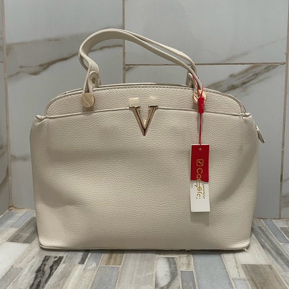 Elegant Cream Concorde Handbag pebbled  faux leather purse - Picture 2 of 16